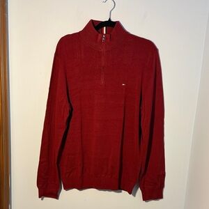 Tommy Hilfiger Men's Deep Red Quarter-zip Sweater